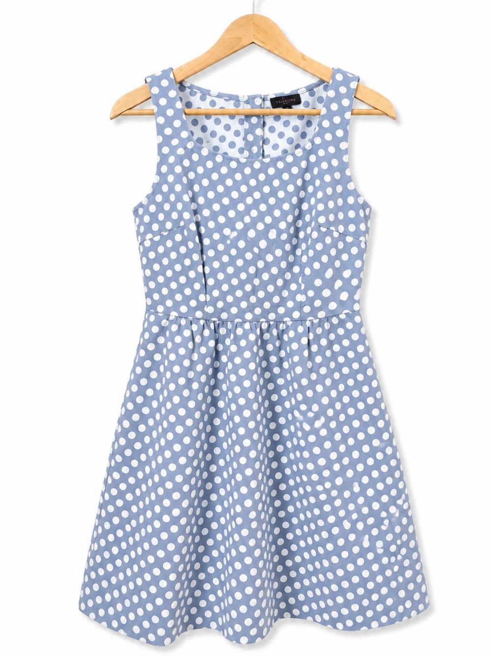 The Limited Light Blue and White Polka Dot Sleeveless Fit-and-Flare Dress - Picture 1 of 8
